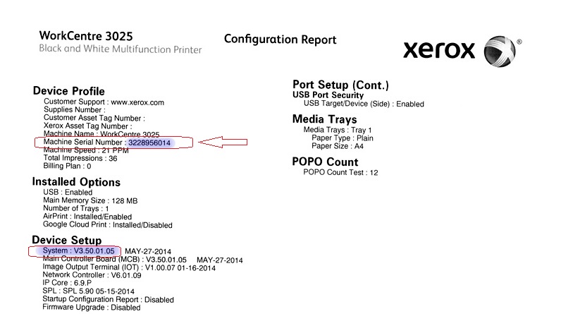 ریست Xerox 3025