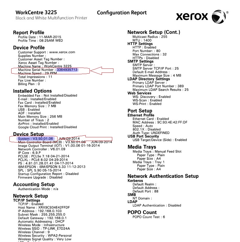 ریست Xerox WC-3225