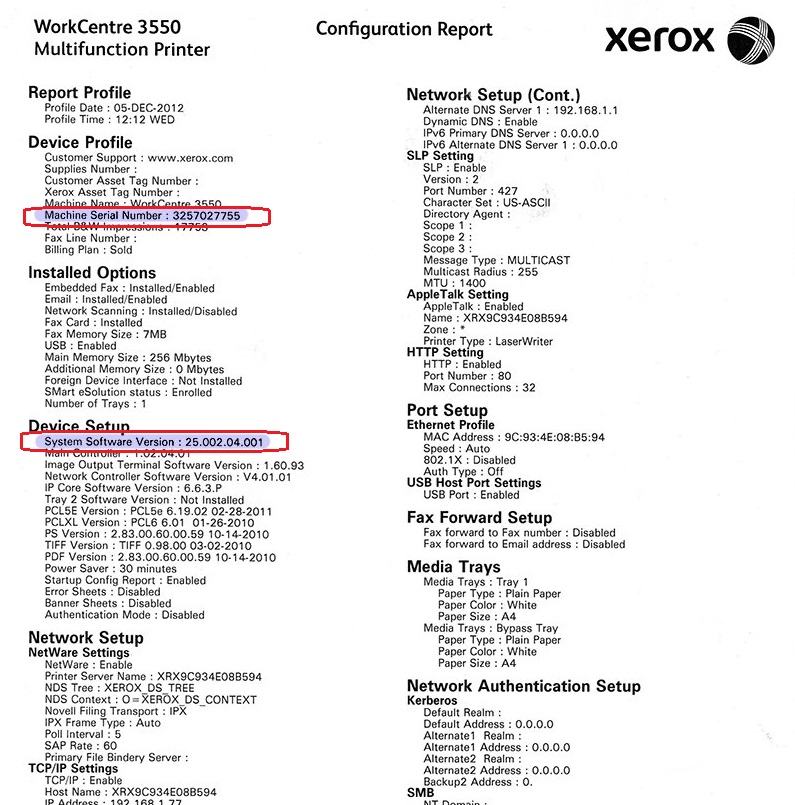 ریست Xerox WC-3550